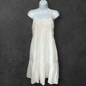Gap Crinkle Gauze Tiered Summer Dress White Lightweight Flowy Size Small